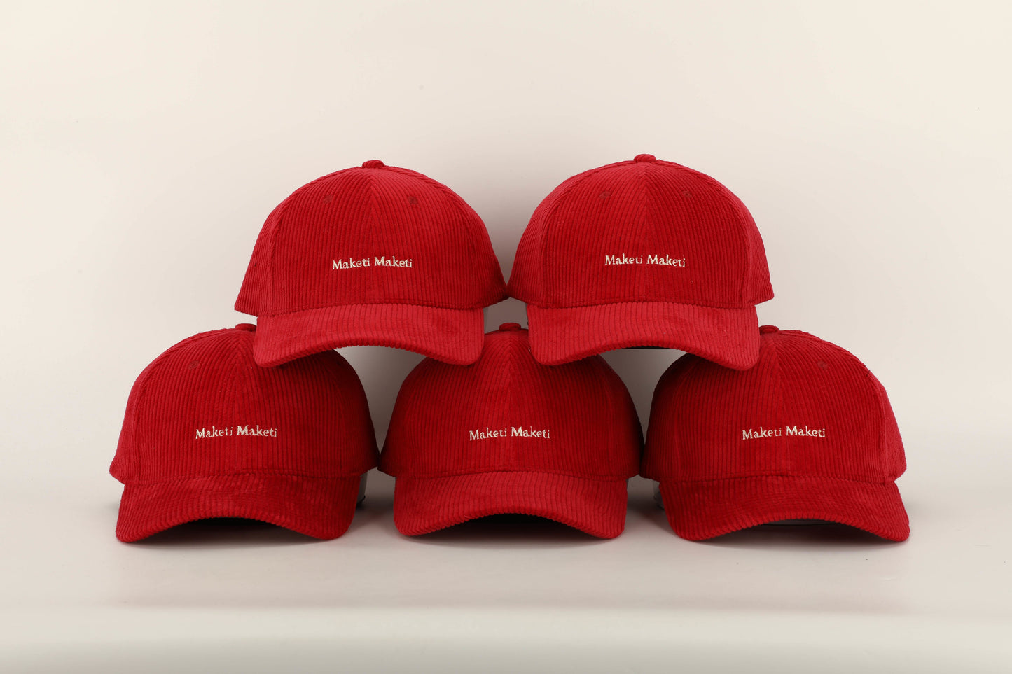 unisex red corduroy cap cream stitching brown leather buckle strap baseball cap five caps face on